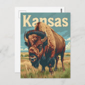 Kansas American Bison Briefkaart (Voorkant / Achterkant)