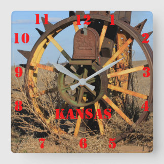 Kansas Antiek Tractor Tire Square Clock Vierkante Klok