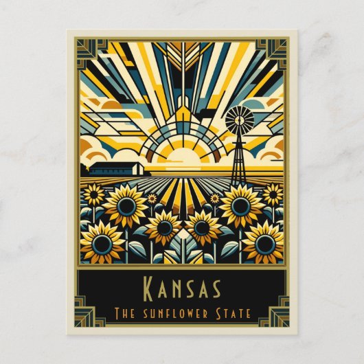 Kansas | Art. Deco Briefkaart (Voorkant)