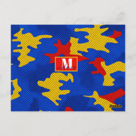 Kansas Blue Red Yellow Vibrant Camo Pattern Briefkaart