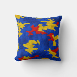 Kansas Blue Red Yellow Vibrant Camo Pattern Kussen