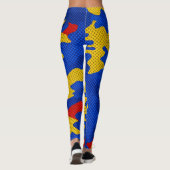 Kansas Blue Red Yellow Vibrant Camo Pattern Leggings (Achterkant)