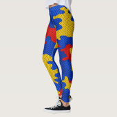 Kansas Blue Red Yellow Vibrant Camo Pattern Leggings (Links)