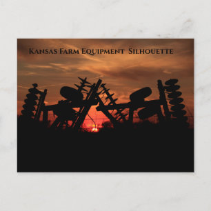 Kansas Boerderij Equipment Silhouette Post Kaart