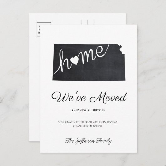 Kansas Chalkboard State Kaart Verhuizen Briefkaart (Voorkant / Achterkant)