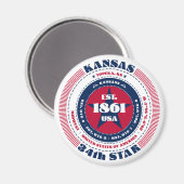 Kansas Circle Typography Souvenir Magnet Magneet (Voorkant / Achterkant)