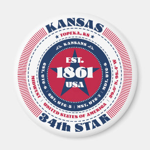 Kansas Circle Typography Souvenir Magnet Magneet