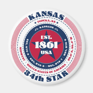 Kansas Circle Typography Souvenir Magnet Magneet