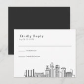 Kansas City bruiloft | Gestileerde Skyline RSVP (Voorkant / Achterkant)