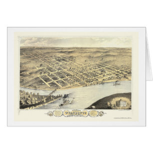 Kansas City, carte panoramique de KS - 1869