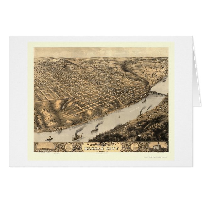 Kansas City, carte panoramique de MOIS - 1869 (Devant horizontal)