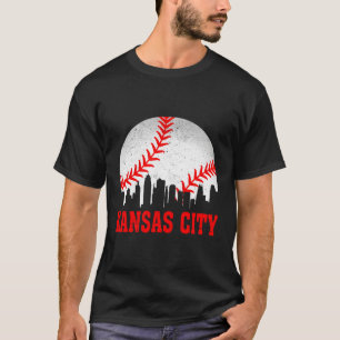 Kansas City Cityscape Baseball Vaderdag T-shirt