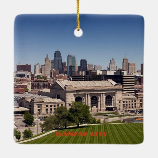 Kansas City Custom Square kerstversiering Keramisch Ornament (Achterkant)
