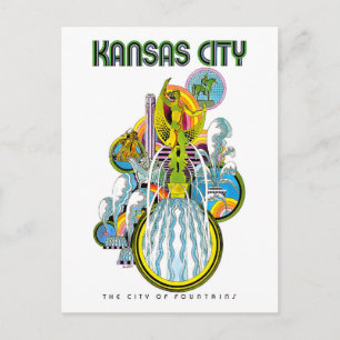 Kansas city, de stad van fonteinen, briefkaart