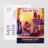 Kansas City Downtown, Reizen Briefkaart, Save The Date (Voorkant / Achterkant)