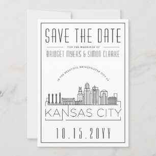 Kansas City Huwelijk Stijlvolle Bewaar de Datumkaa Kaart