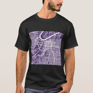 Kansas City Kaart Donker Paars T-shirt