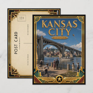 Kansas City Kansas Vintage Art Deco Gouden Tijdper Briefkaart
