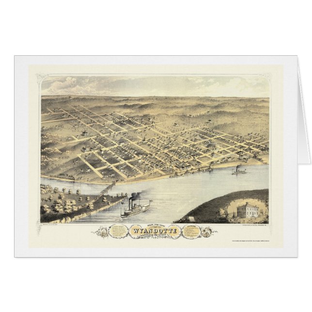 Kansas City, KS Panoramic Map - 1869 (Voorkant Horizontaal)
