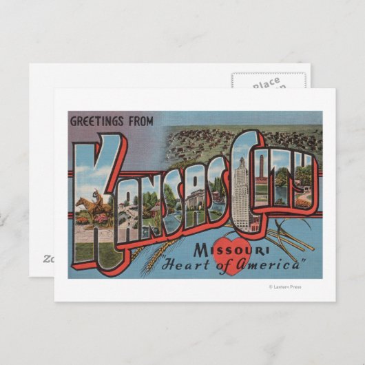 Kansas City, Missouri (hart) Briefkaart (Voorkant / Achterkant)
