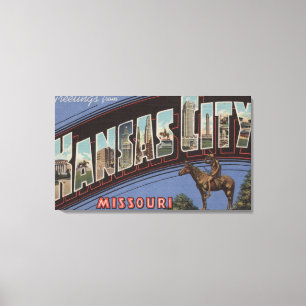 Kansas City, Missouri - Large Letter Scenes 2 Canvas Afdruk
