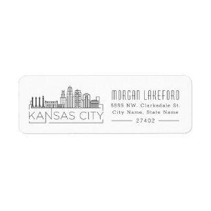 Kansas City, Missouri Stylized Skyline Etiket