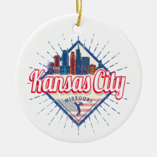 Kansas City Missouri United States Skyline Vintage Keramisch Ornament