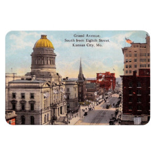 Kansas City MO, Grand Ave., 1911  Briefkaart Magneet