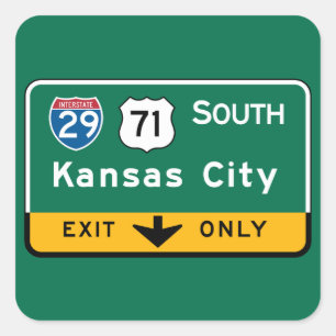 Kansas City, MO Wegwijzer Vierkante Sticker