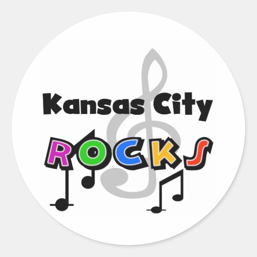 Kansas City Rocks Ronde Sticker (Voorkant)