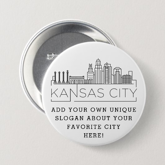 Kansas City Skyline | Aangepaste slogan-Button Ronde Button 7,6 Cm (Voorkant /achterkant)