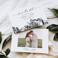 Kansas City Skyline Bruiloft Save the Date Kaart