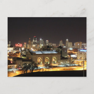Kansas City Skyline in Night Briefkaart