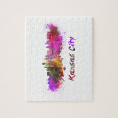 Kansas City skyline in waterverf Legpuzzel (Verticaal)