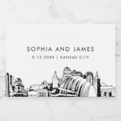 Kansas City Skyline Mini Sparkling Wijnetiket (Enkel label)