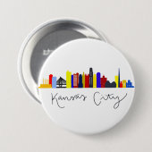 Kansas City Skyline Ronde Button 7,6 Cm (Voorkant /achterkant)