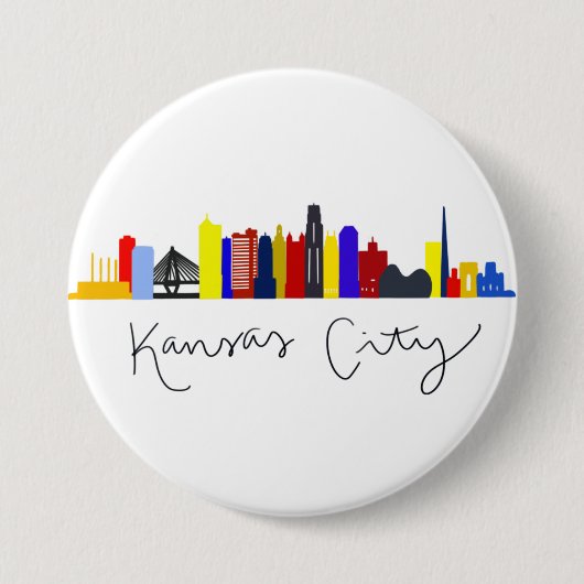 Kansas City Skyline Ronde Button 7,6 Cm (Voorkant)