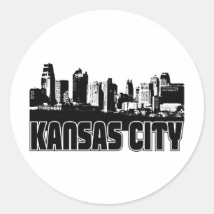 Kansas City Skyline Ronde Sticker