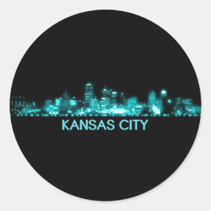 Kansas City Skyline Ronde Sticker