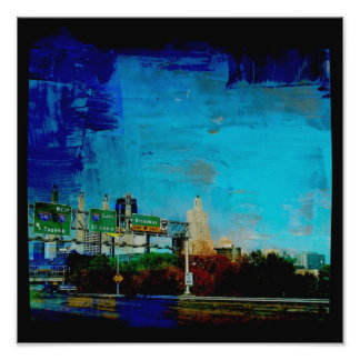 Kansas City Skyline Square Foto Afdruk
