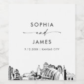 Kansas City Skyline Wijn Etiket (Enkel label)