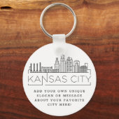 Kansas City Stylized Skyline | Aangepaste slogan Sleutelhanger (Voorkant)