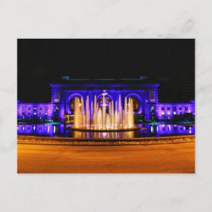 Kansas City Union Station 's Nachts Ansichtkaart Briefkaart