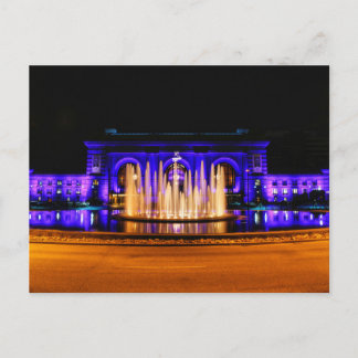 Kansas City Union Station 's Nachts Ansichtkaart Briefkaart