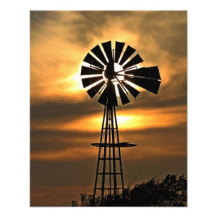 Kansas Colorful Sunset met wolken en zon Foto Afdruk