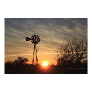Kansas Coucher de soleil avec arbres, nuages Photo
