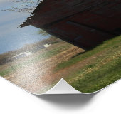 Kansas Country Red Barn met blauwe hemel Foto Afdruk (Hoek)