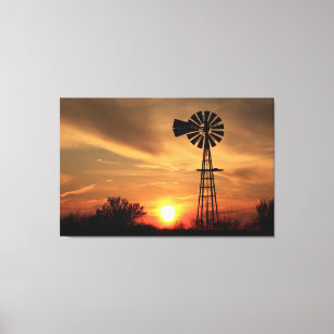 Kansas Country Windmill Canvas Afdruk