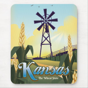Kansas "de Tarwe Staat" reisposter. Muismat