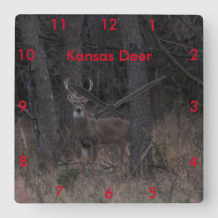 Kansas Deer CLOCK Vierkante Klok